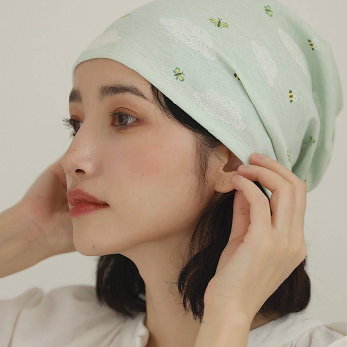 Nắp Confinement Bốn Mùa Ánh Sáng Cotton Nguyên Chất Một Lớp Smiley Nightcap Nắp Chứa Bốn Mùa Ánh Sán