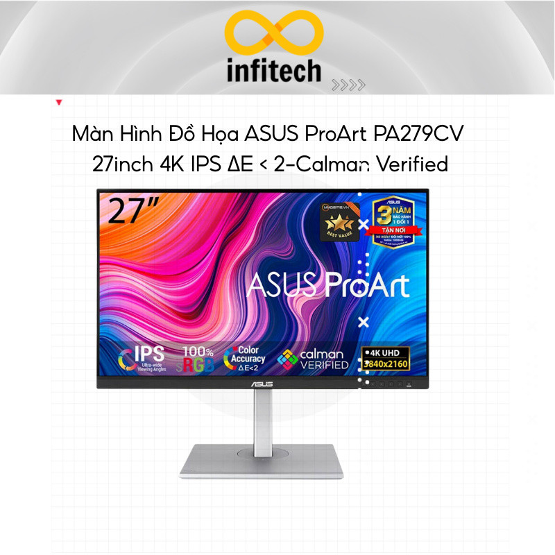 Màn hình ASUS ProArt PA279CV 27Inch IPS, 4K, IPS, ΔE < 2-Calman Verified - Hàng chính hãng