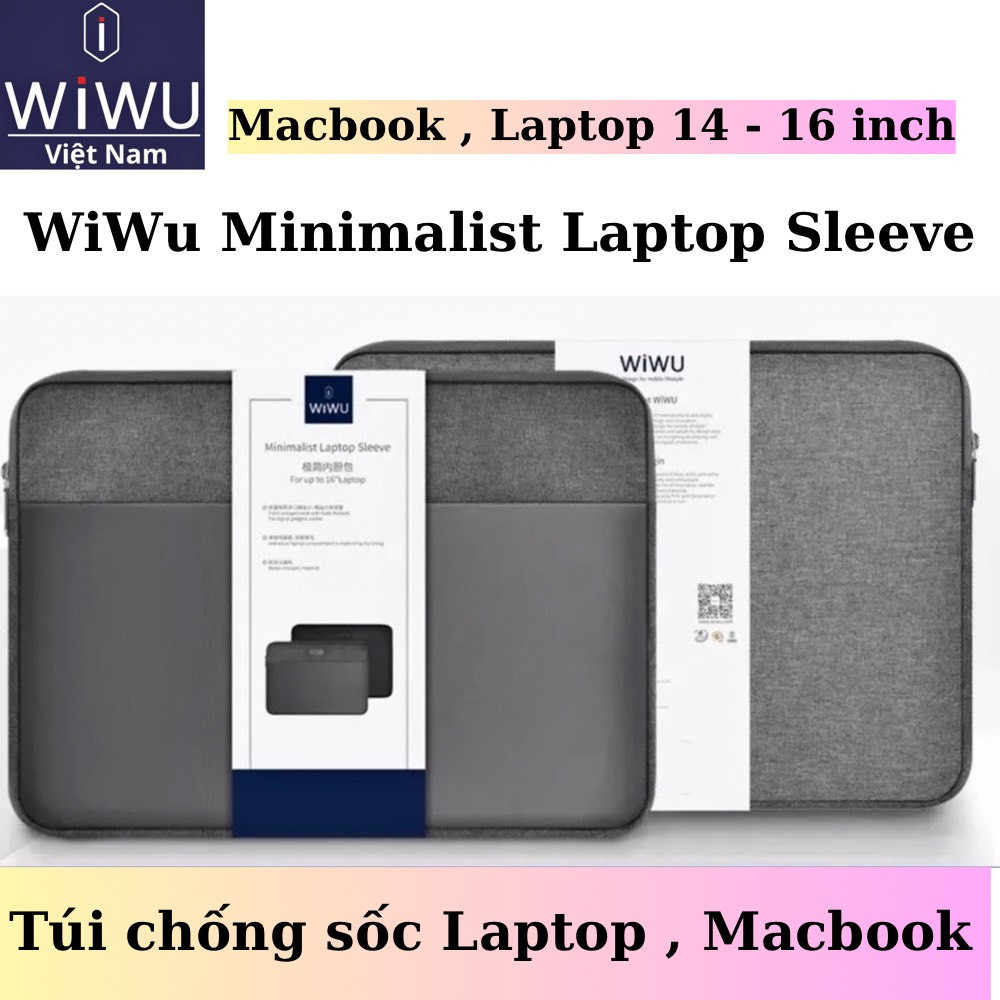 Túi chống sốc WiWu Minimalist Laptop Sleeve siêu mỏng nhẹ cho Macbook Pro 14 , 16 inch , Ultra Book 