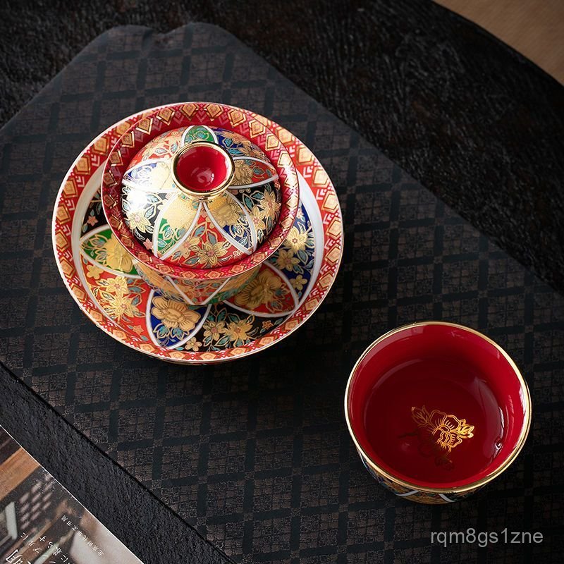 Ting enamel glazed ceramic tea bowl Kung Fu Tea Set Large tea bowl