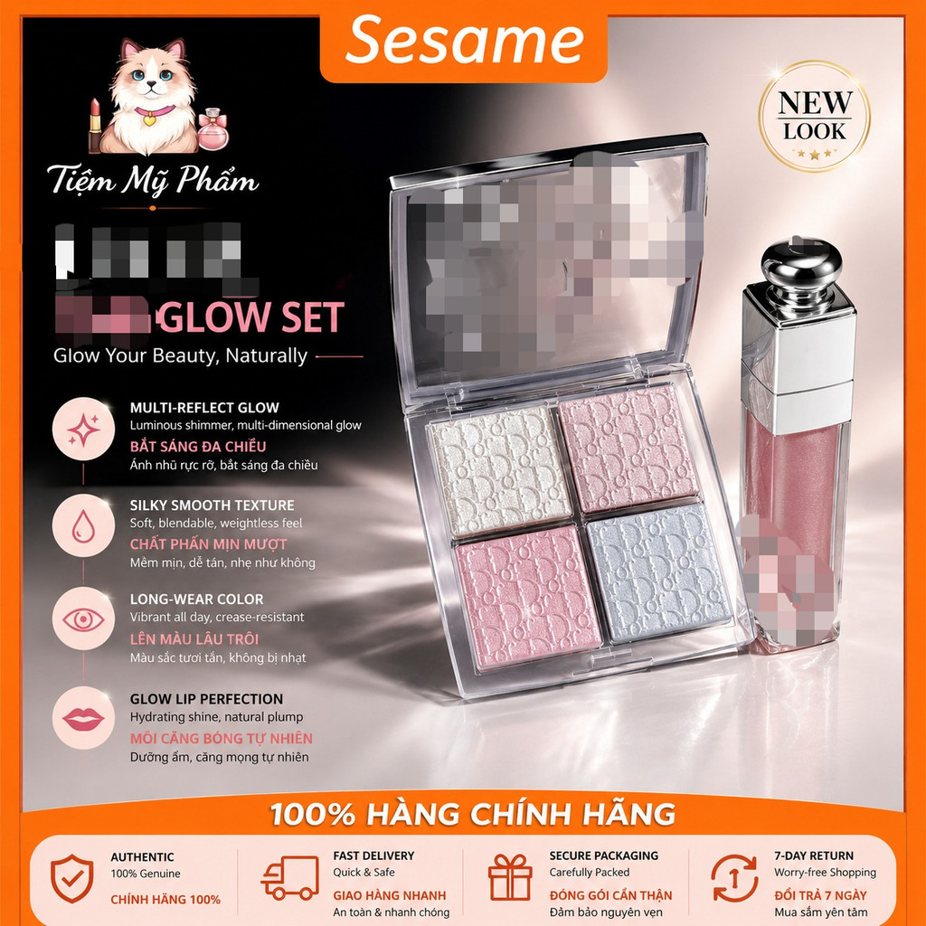 [Chính Hãng] Bảng Highlight 𝔻𝕚𝕠𝕣 𝗕𝗔𝗖𝗞𝗦𝗧𝗔𝗚𝗘 𝗚𝗟𝗢𝗪 𝗙𝗔𝗖𝗘 𝗣𝗔𝗟𝗘𝗧𝗧𝗘  4 Ô Fullsize | Glow Tự Nhiên, Mịn Nhẹ