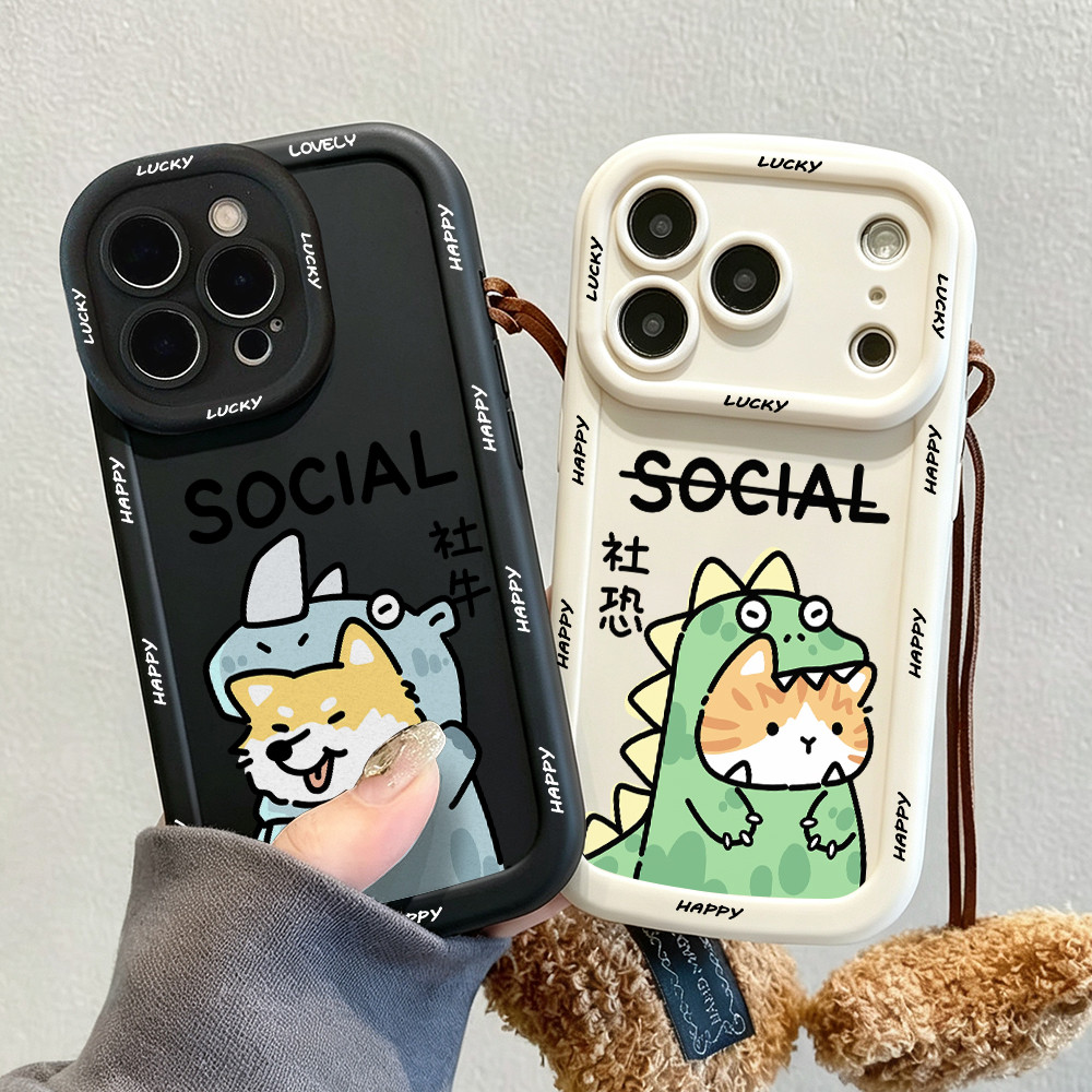 Ốp điện thoại Social vs Shy cho iPhone 17Air / 16pro Max / 15Plus / 14 / 13 / 12 / X / 7 / 11 Vỏ mềm