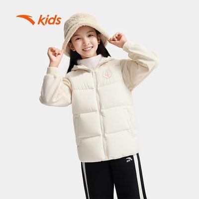 ANTA Kids Áo Gile Lông Vũ Bé Gái 3625D1908. Giữ Ấm, Siêu Nhẹ, Có Mũ, Chống Gió, Phong Cách Thể Thao, Thoải Mái Vận Động