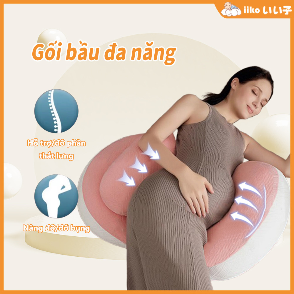 Gối Ôm Bà Bầu Cánh Tiên iiko - Nâng Đỡ Bụng, Giảm Đau Lưng & Hông, Cho Giấc Ngủ Sâu