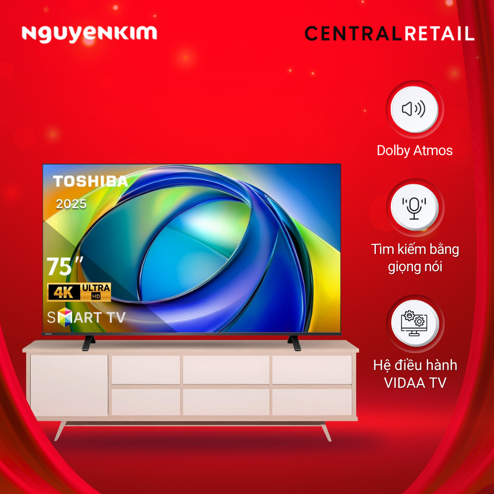 [Mới 2025] Smart Tivi Toshiba AI 4K 75 inch 75C350RP