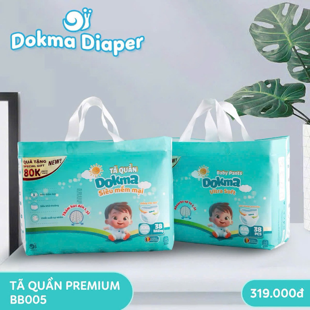 Bỉm DOKMA Premium  Đủ Size  NB/S/M/L/XL/XXL/XXXL Mềm Mỏng Thấm Hút  Và Khô Thoáng