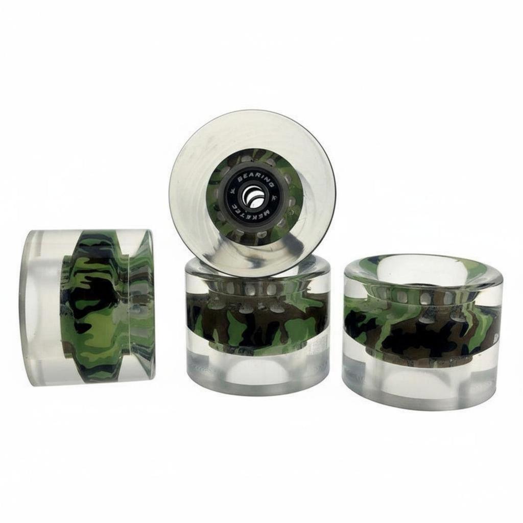 Baosity Hardwearing PU Skateboard Wheel Bộ bánh xe hoàn chỉnh in trong suốt dành cho Longboard Cruis