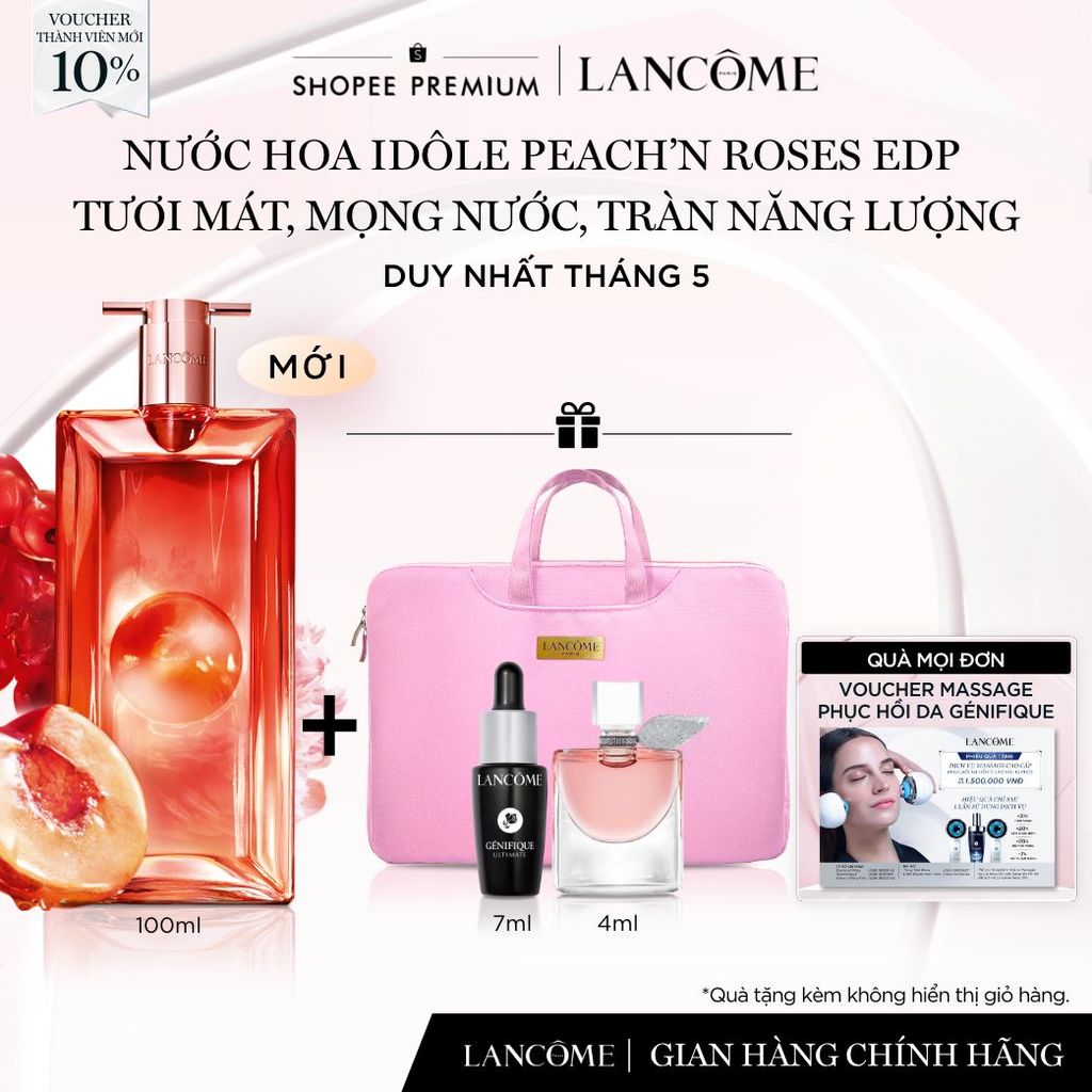 Nước hoa Idole Lancome Peach'n Roses EDP Tươi Mát Mọng Nước Tràn Năng Lượng 100ML