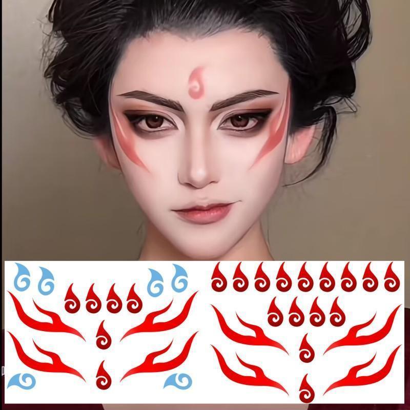 哪咤贴额头贴眉心贴汉服古装儿童敖丙眉心卡通圣诞节贴脸贴纸Nezha's forehead, eyebrows, heart, demon child, reincarnated child stick