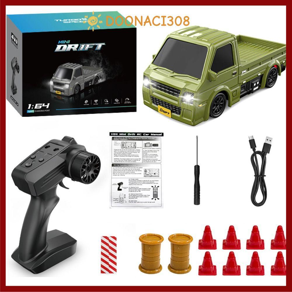 Xe tải RC DOONACI308 1: 64, Đèn LED tốc độ cao RC Drift Car, 4WD Sạc 2.4G Micro RC Car Trẻ em Bé tra
