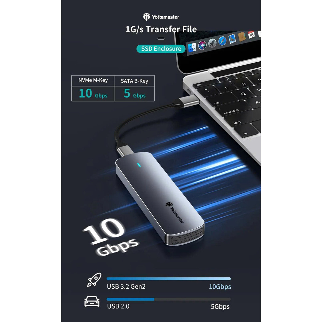 Yottamaster Hộp(Box) đựng ổ cứng Yottamaster SSD M2 NVME hoặc M2 Sata vỏ hợp kim ,tuỳ chọn