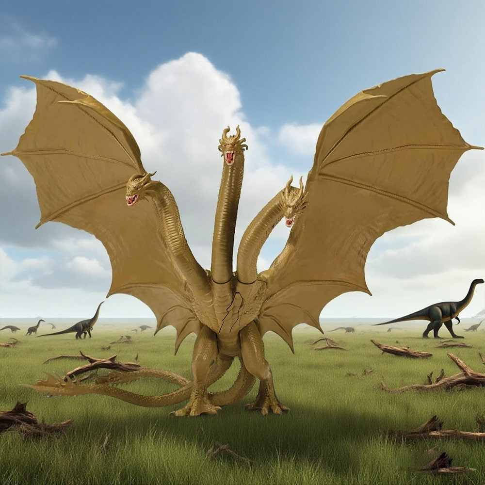 Godzilla Series Monster Movie Godzilla: King of Monsters Figure Gold King Ghidorah Three Head Dragon