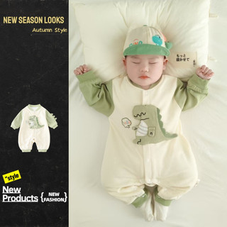  Thu Đông Quần Áo Cho Bé Mới Bé Trai Bé Gái Dài Tay Body 0-28 Tháng Tuổi Sơ Sinh Loại A Cotton Ấm Màu Xanh Khủng Long Romper Phong Cách Hoạt Hình 