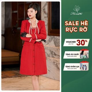 Đầm tiệc HeraDG thiết kế 2 dây rút tua dáng ôm A sang trọng trên chất liệu dạ Tweed cao cấp WDPBB3072