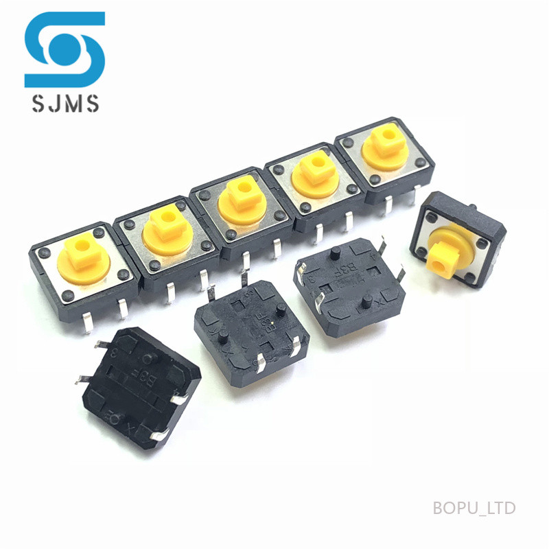 500 / 1000 chiếc B3F-4055 12x12x7.3 mm Công tắc xúc giác vuông màu vàng Công tắc xúc giác 12 * 12 * 