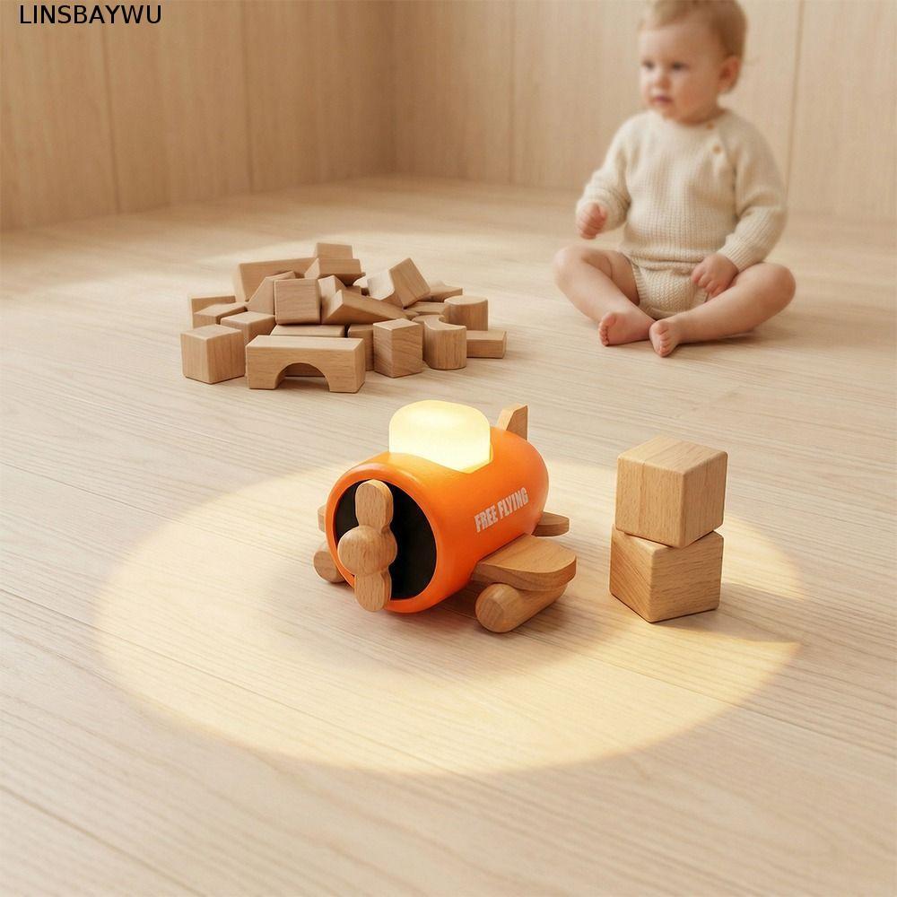 Đèn ngủ máy bay LINSBAYWU, Đèn ngủ có thể sạc lại ba chế độ 7 màu, Thiết kế máy bay Đèn LED làm mờ v