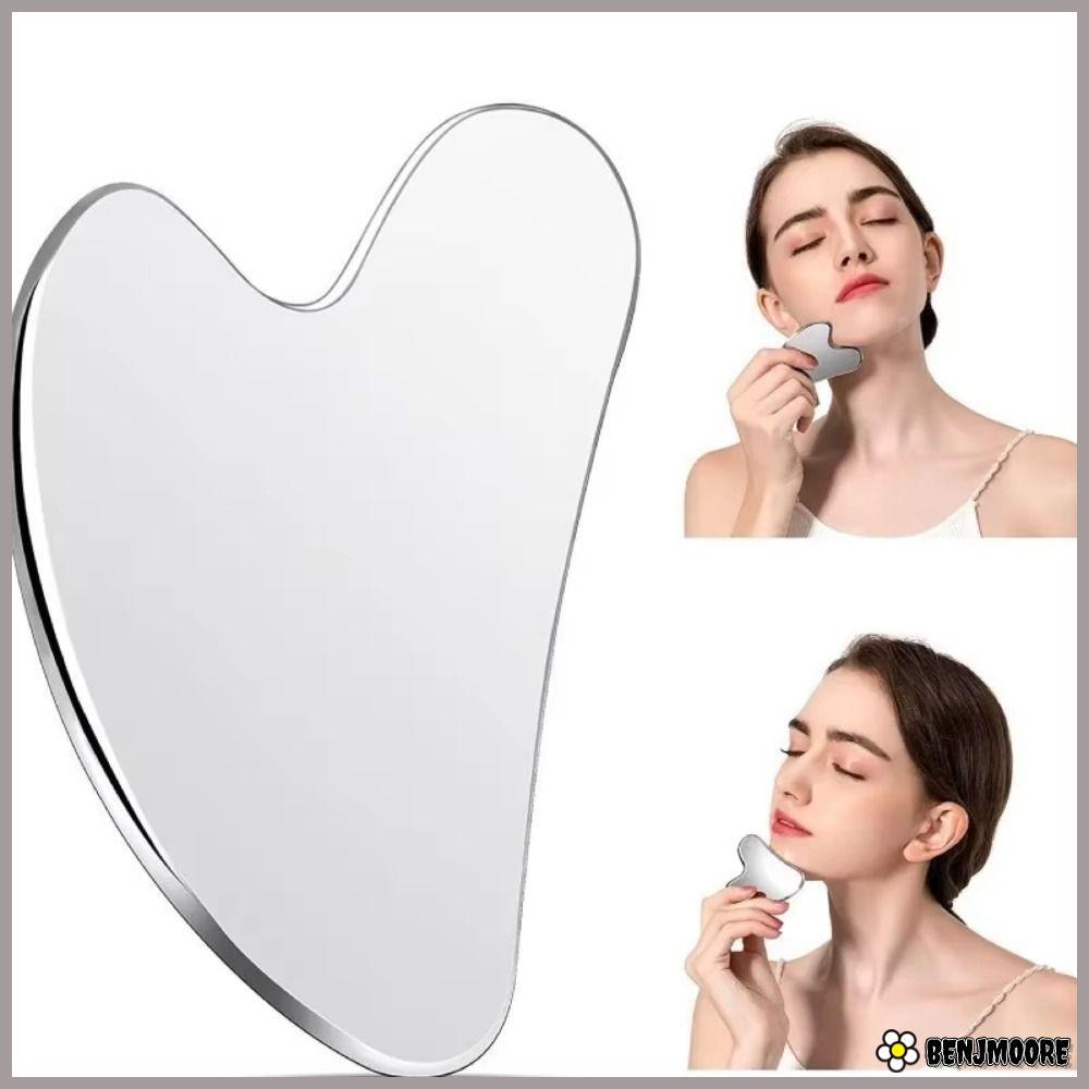 BENJMOORE Gua Sha Scraper, Dụng cụ massage Guasha đa năng bằng thép không gỉ, Bảng Guasha hình trái 
