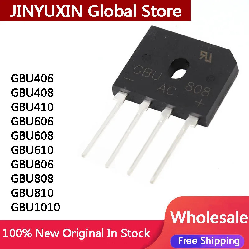 5 Cái GBU406 GBU408 GBU410 GBU606 GBU608 GBU610 GBU806 GBU808 GBU810 GBU1010 cầu chỉnh lưu Hàng Có H
