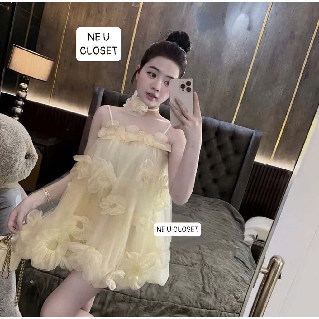 [HÀNG LOẠI 1] Váy 2 dây babydoll đính hoa đầm 2 dây đầm babydoll đầm đi tiệc váy đi biển sang chảnh 