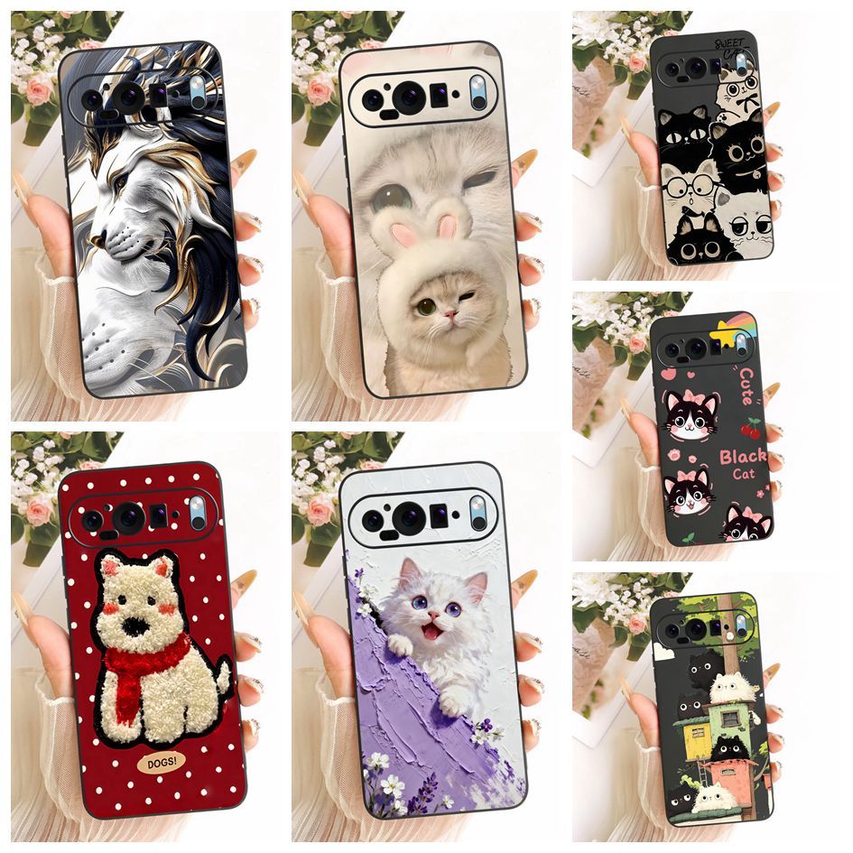Dành Cho Google Pixel 9 Ốp Lưng G2YBB GUR25 Vỏ Hoạt Hình Dễ Thương Gấu Mèo Thỏ Vỏ Silicon Màu Đen Mề
