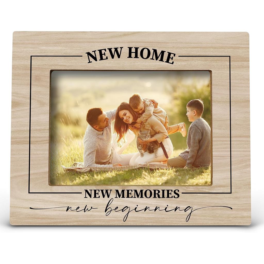 FONDCANYON Ngôi Nhà Mới Kỷ Niệm Mới Khung Ảnh Tân Gia, 8 x 10 Inch, Khung Gỗ Màu Be, Giữ Hình Ảnh 5x