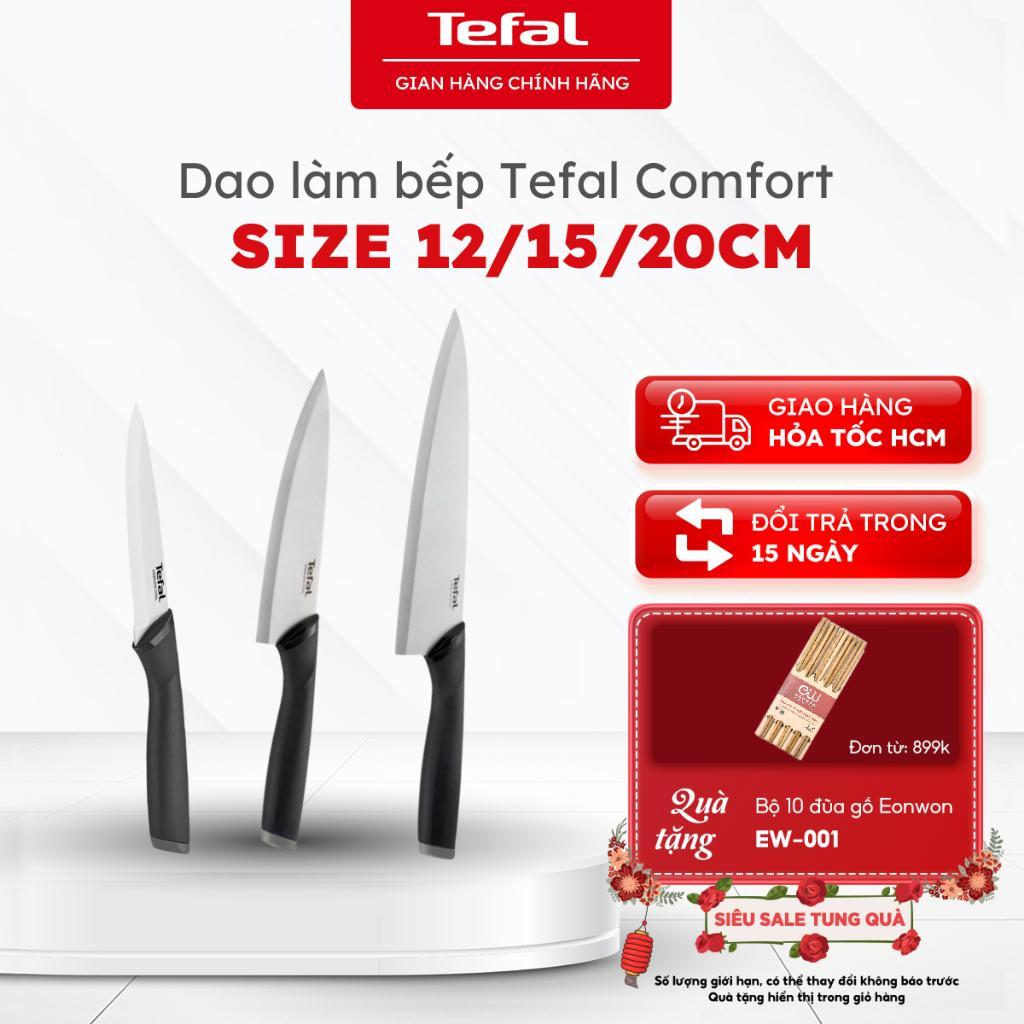 Dao làm bếp Tefal Comfort, Size 12/15/ 20cm, Sắc Bén, Bền Chắc | Bảo Hành Chính Hãng