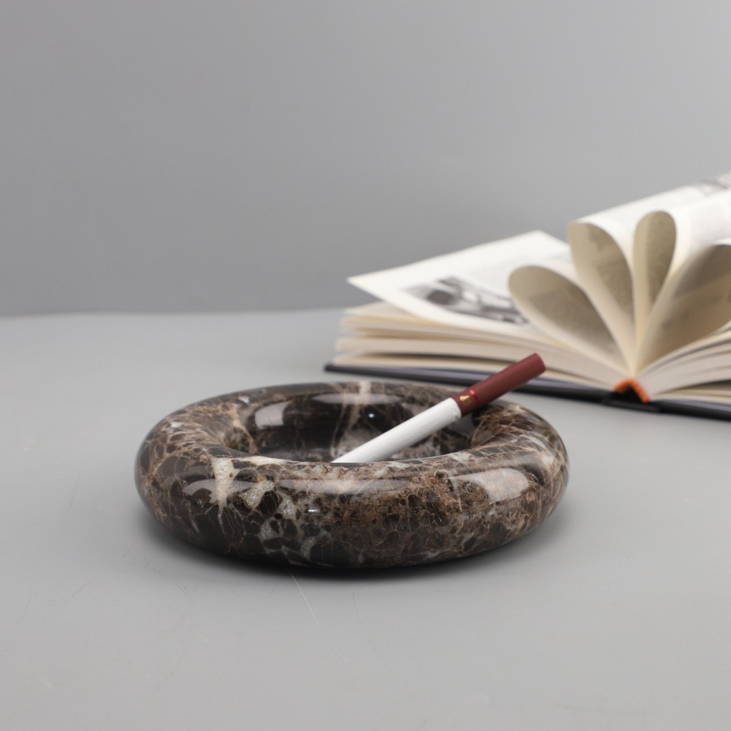 Modern minimalist creative round marble ashtray for bedroom, living room, study, office, coffee tabl