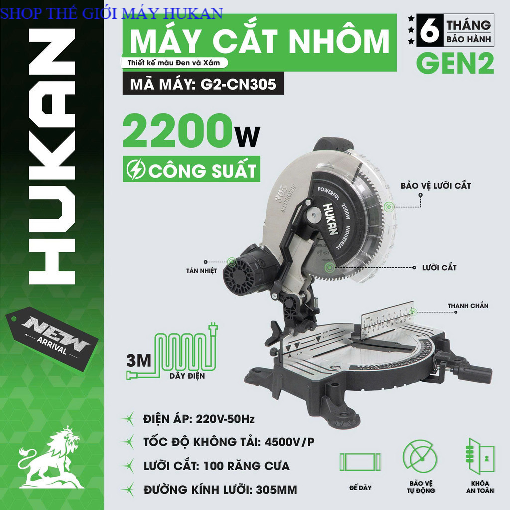 Máy Cắt Nhôm HUKAN G2-CN305 2200W (GEN2) LƯỠI  305 SHOP TG MÁY HUKAN