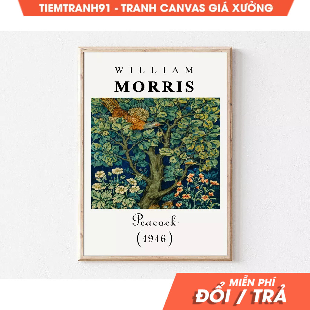Tranh treo tường, William Morris Peacock, William Morris 70s, William Morris 60s, Morris Poster, Jas