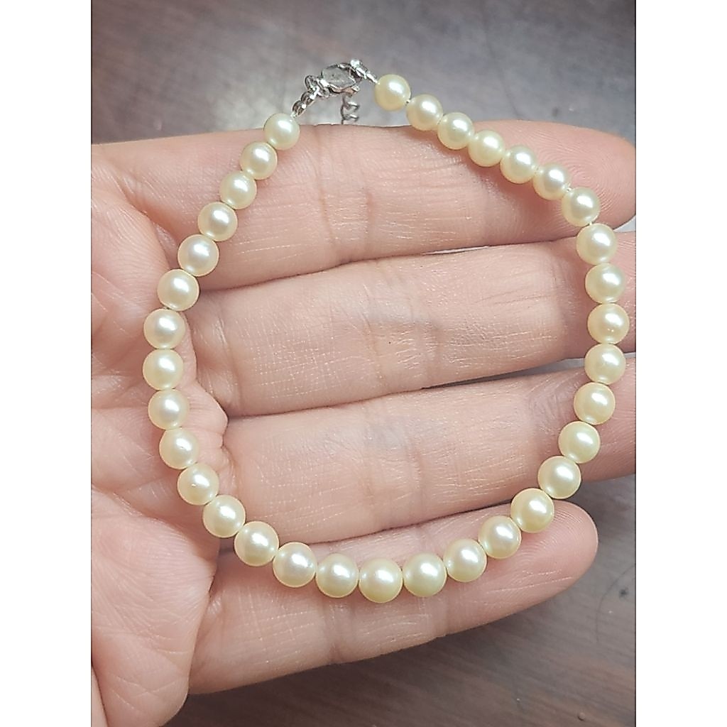 Vòng tay ngọc tr ai nước mặn size 5 6ly. khóa bạc 925