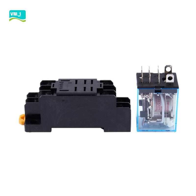LY2NJ HH62P-L JQX-13F 220V AC Coil DPDT Power Relay 8 Pin w PTF08A Ổ cắm VNL3