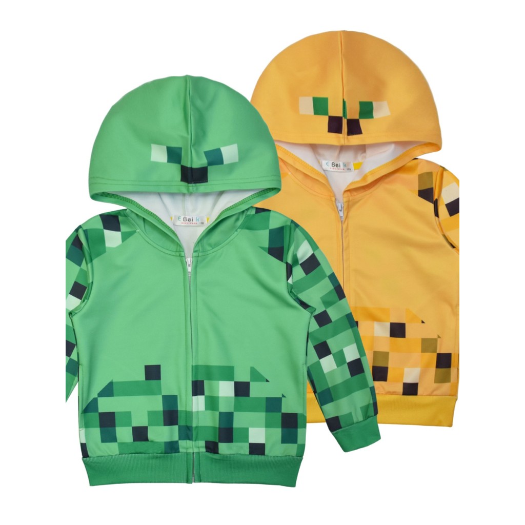 2026 Minecraft Minecraft Áo khoác trẻ em Dây kéo có mũ trùm đầu Cardigan Top Creeper Họa tiết kỹ thu