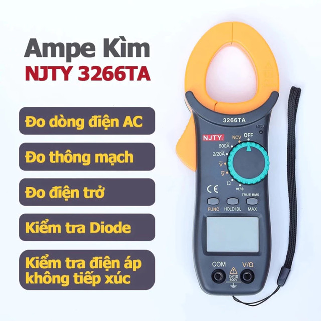 Ampe kìm dòng Đo Tụ,Tần Số, Nhiệt Độ đồng hồ vạn năng kìm kẹp dòng NJTY 3266TD