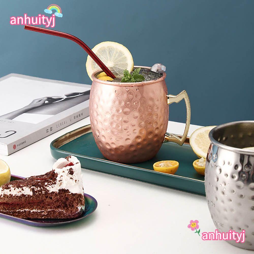 Cốc ANHUITYJ, Cốc búa thủ công dày, có tay cầm đinh tán chắc chắn Bề ngoài chải 500ml Moscow Mule Mo