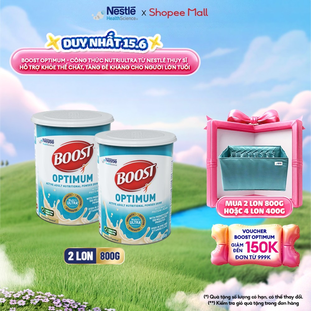 Bộ 2 Sữa Bột NESTLÉ BOOST OPTIMUM Singapore Bổ Sung Dinh Dưỡng Cho Người Lớn Tuổi 800G