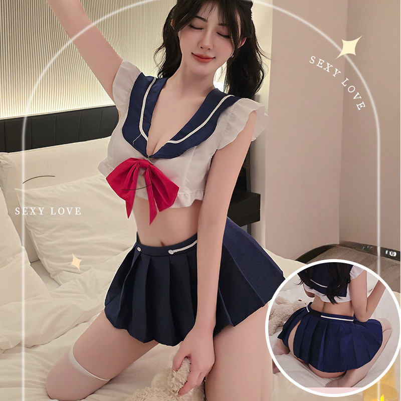Sexy lingerie, cute student campus JK outfit, role-playing pure desire Japanese-style uniform for wo