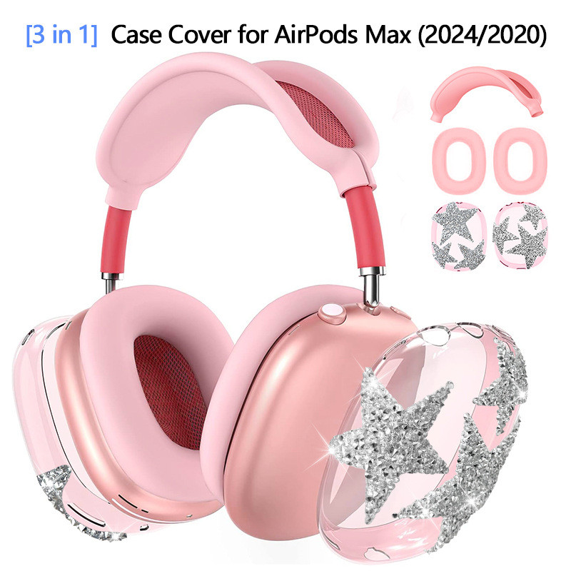 Thích hợp cho Apple airpod max Vỏ bảo vệ trong suốt Flashing Diamond Stars max2 Vỏ bảo vệ tai nghe