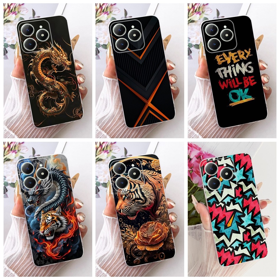 Dành Cho Realme C65s C63 C61 Ốp Điện Thoại Rồng Hổ Mát Thời Trang RealmeC61 C65s C63 4G Vỏ TPU Silic