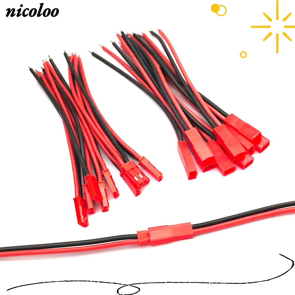 Cáp kết nối JST NICOLOO 10 Cặp, Dây đầu cuối 22AWG Đồng 2 Pin JST 2 Pin, Chịu nhiệt Dễ dàng hàn Kết 