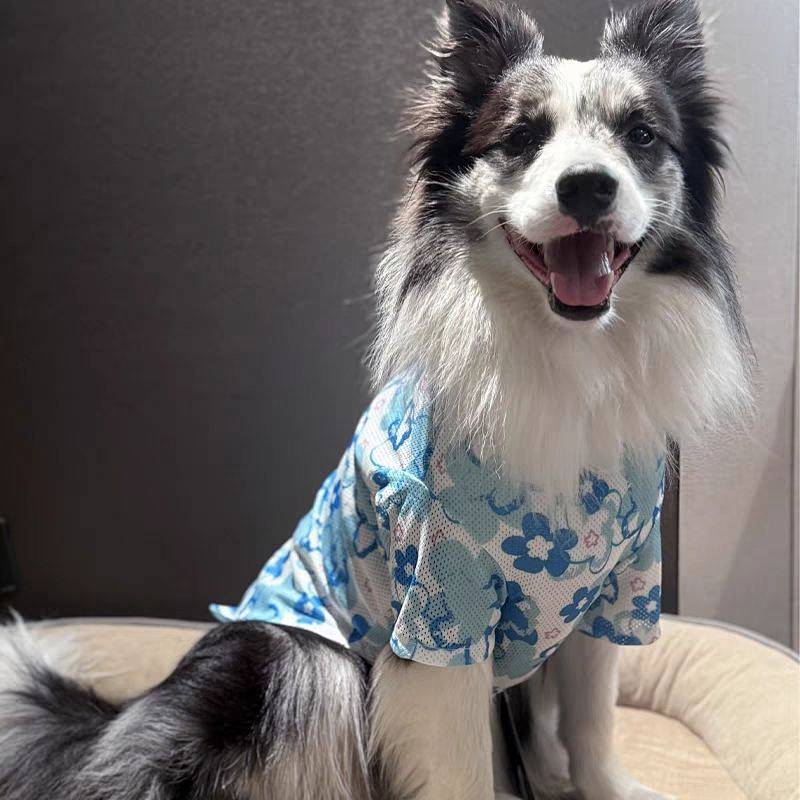 Summer Dog Clothes Mesh Breathable Floral Clothes Pet Clothes Anti-Lint Trendy Cute Medium Large Dog
