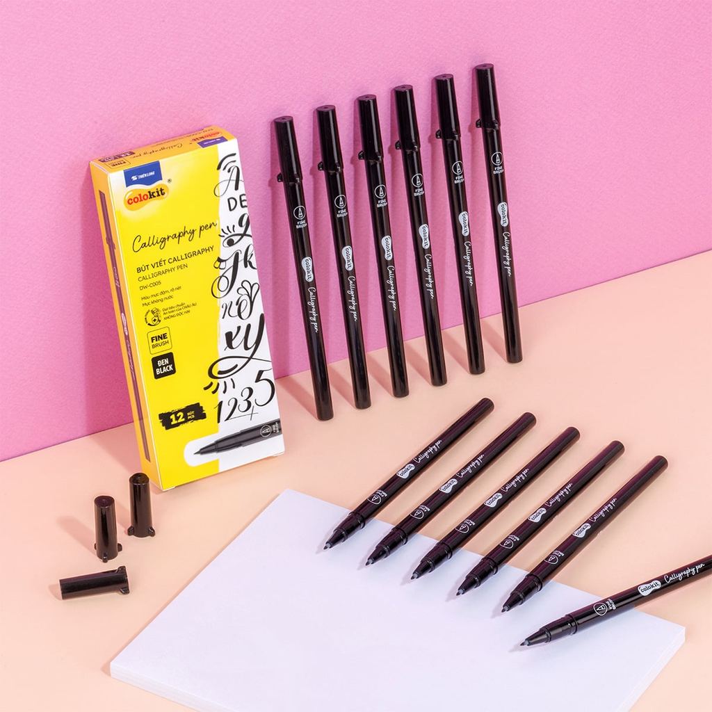 Combo Bút viết Calligraphy Thiên Long Colokit DW-C005 - Mực kháng nước, đậm