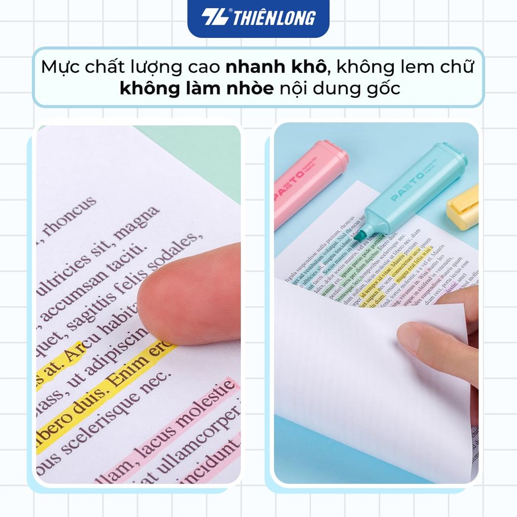 Combo  Bút dạ quang màu Pastel Flexoffice Pazto FO-HL009/VN - Không để lại vết khi Photocopy