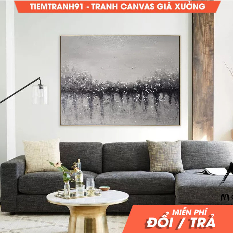 Tranh treo tường, Abstract Painting Original,Sea Abstract Painting,Large Black Painting White Abstra