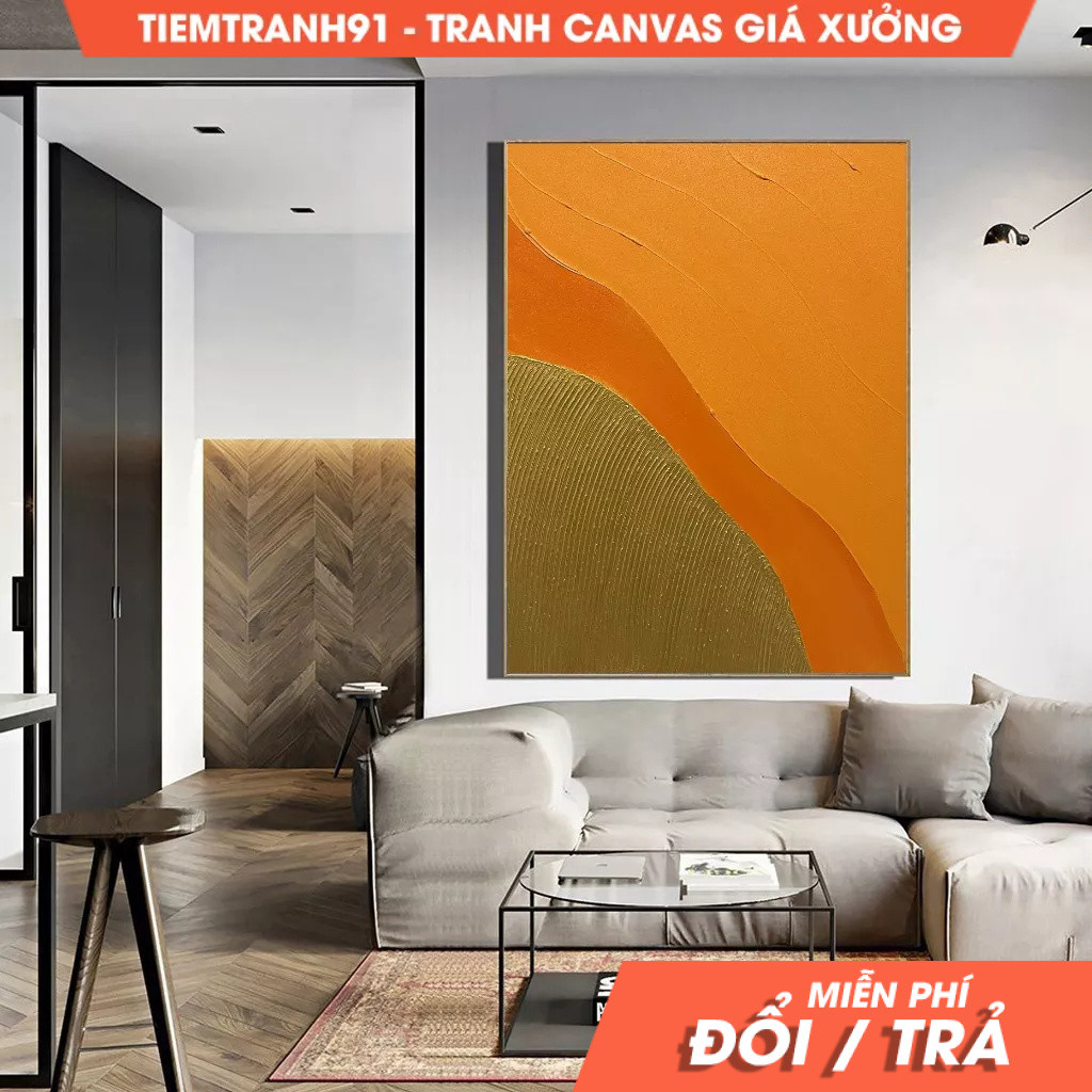 Tranh treo tường, Large Orange Painting Gold Abstract Art Extra Large Painting On Canvas Large Orang