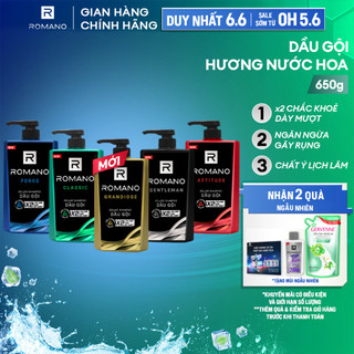 Dầu gội nam Romano hương Nước hoa nam Classic/ Force/ Attitude/Gentleman 650g/chai