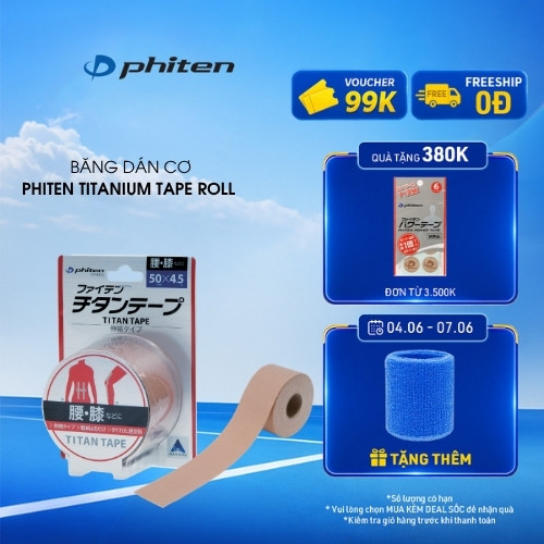 Băng Dán Cơ Phiten Titan Tape Roll Strech Type 5.0cm x 4.5m hỗ trợ cơ bắp trong quá trình vận động