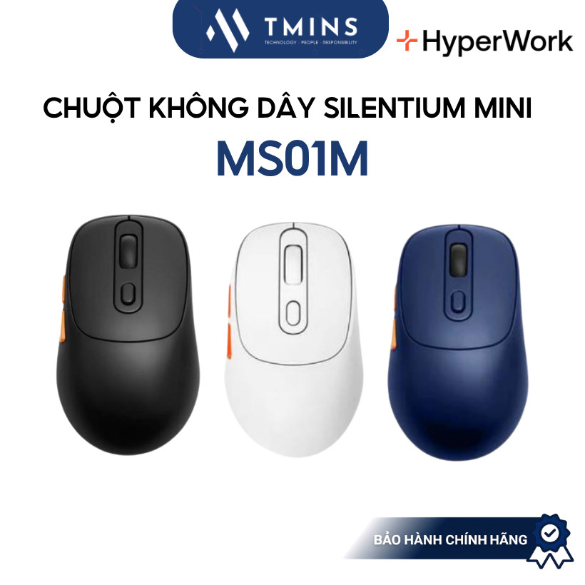 Chuột không dây HyperWork Silentium Mini MS01M (Trắng/ Đen/ Xanh) - Bảo hành Chính Hãng