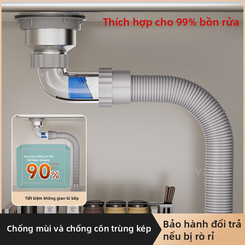 Phụ kiện ống thoát nước bồn rửa rau củ nhà bếp, Bộ đầy đủ bồn rửa chén Bồn rửa chén Bồn rửa chén, Kh