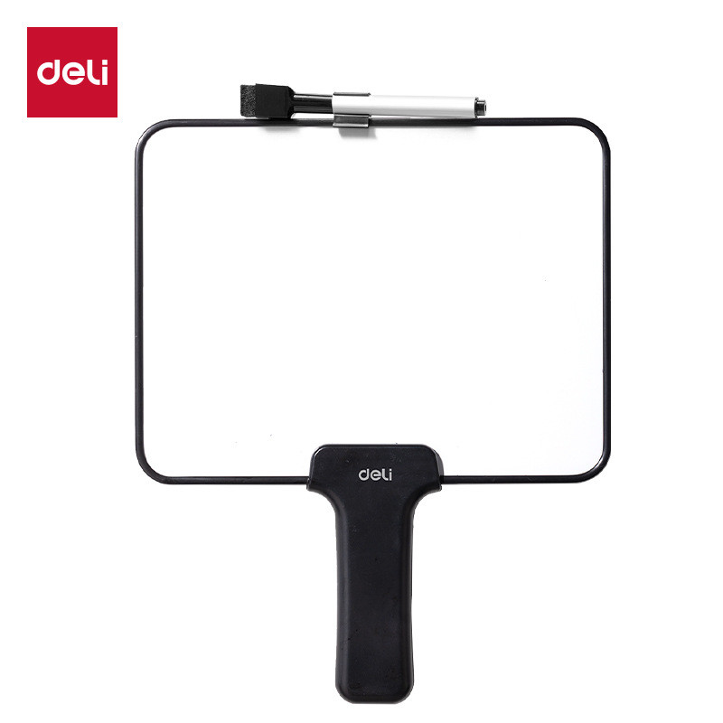 Bảng trắng từ tính hai mặt cầm tay Deli MQ131 205 * 161 + 95 (Đen) (Khối)