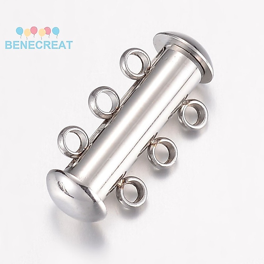 BENECREAT 1 Bộ Khóa Trượt Inox 304 Chống Mài Mòn Móc Khóa Peyote Kẹp 3 Dây 6 Lỗ Ống Thép Không Gỉ Mà